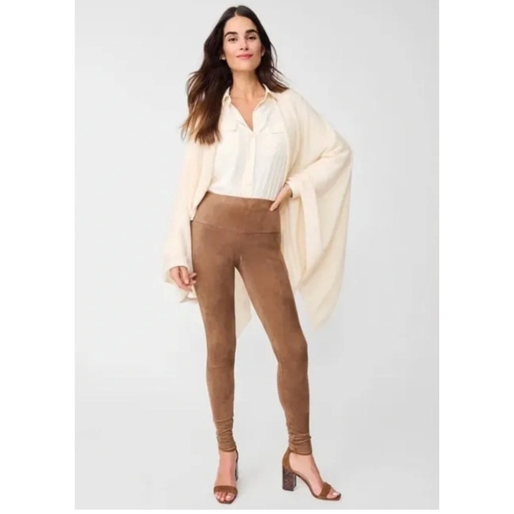 J. McLaughlin Lori Cognac Brown Pull-On Stretch Faux Suede Leggings NWT M